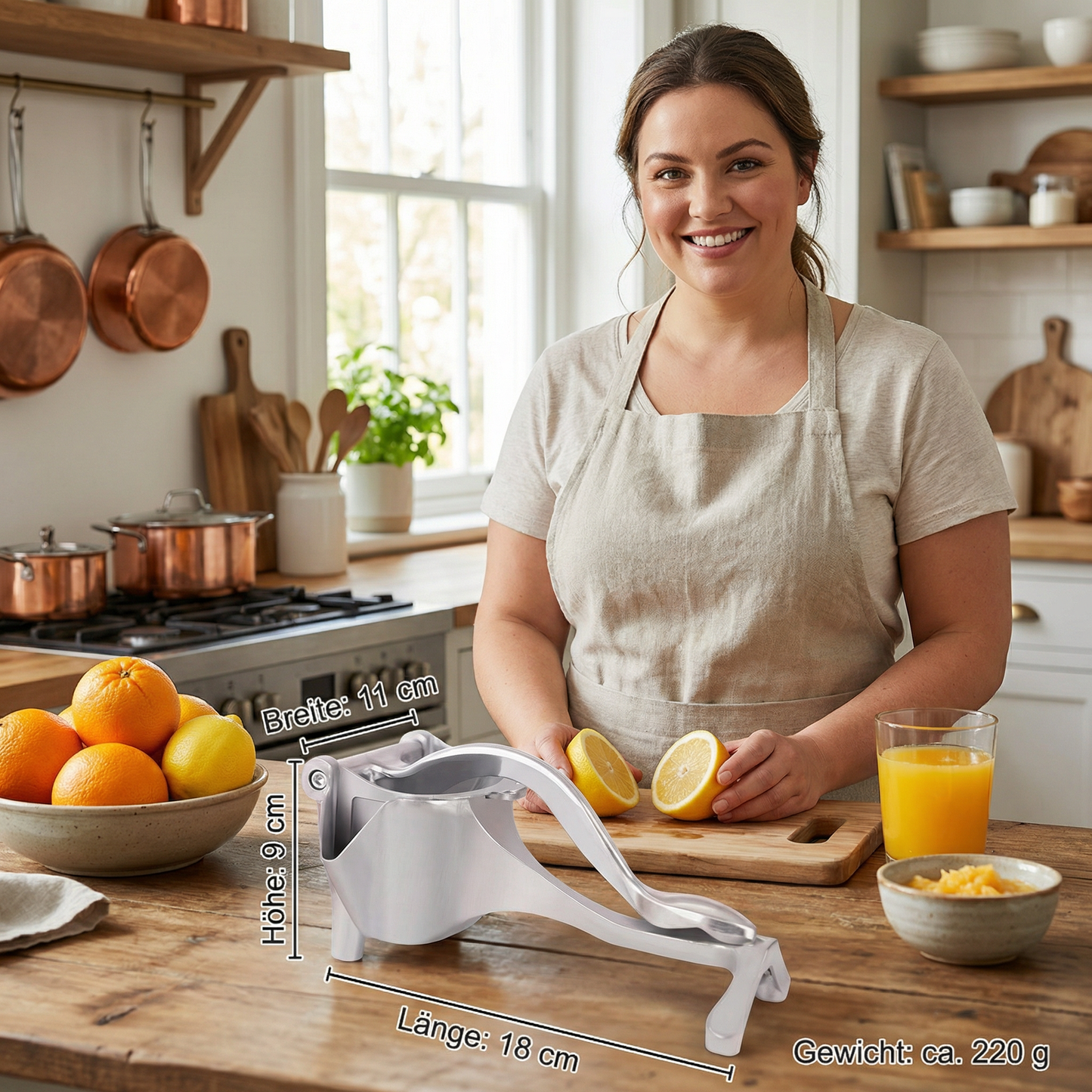 Aluminium-Handentsafter – Manuelle Presse für Früchte & mehr