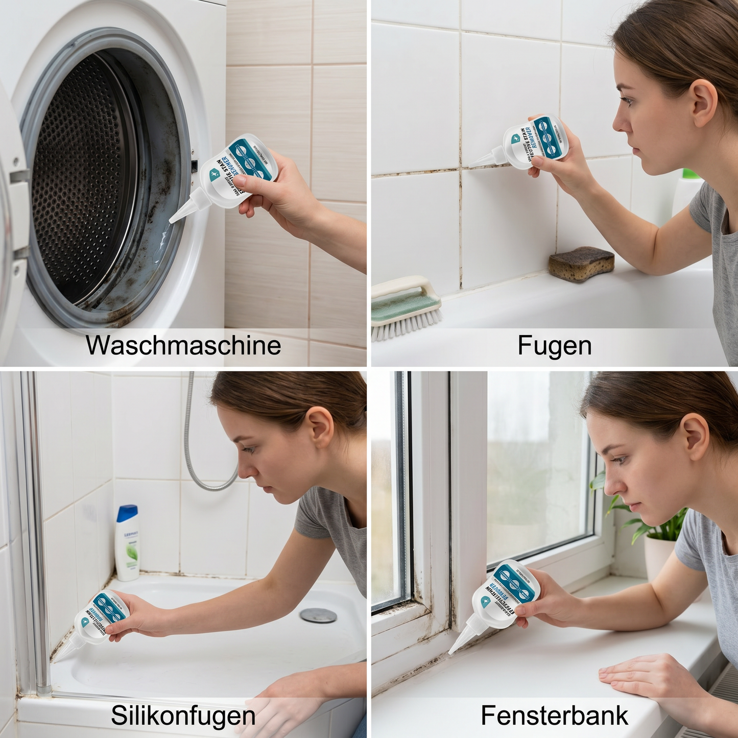Schimmelentferner-Gel – Kraftvoller Reiniger für Waschmaschinendichtungen, Fugen & Silikonfugen