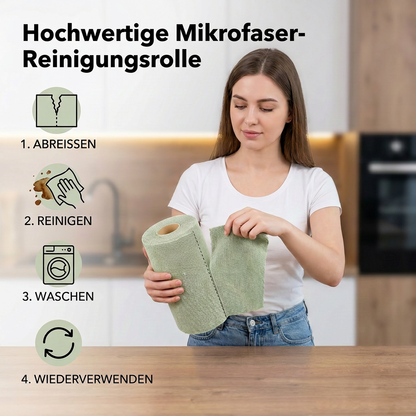 Hochwertige Mikrofaser-Reinigungsrolle zum Abreißen – waschbar und wiederverwendbar