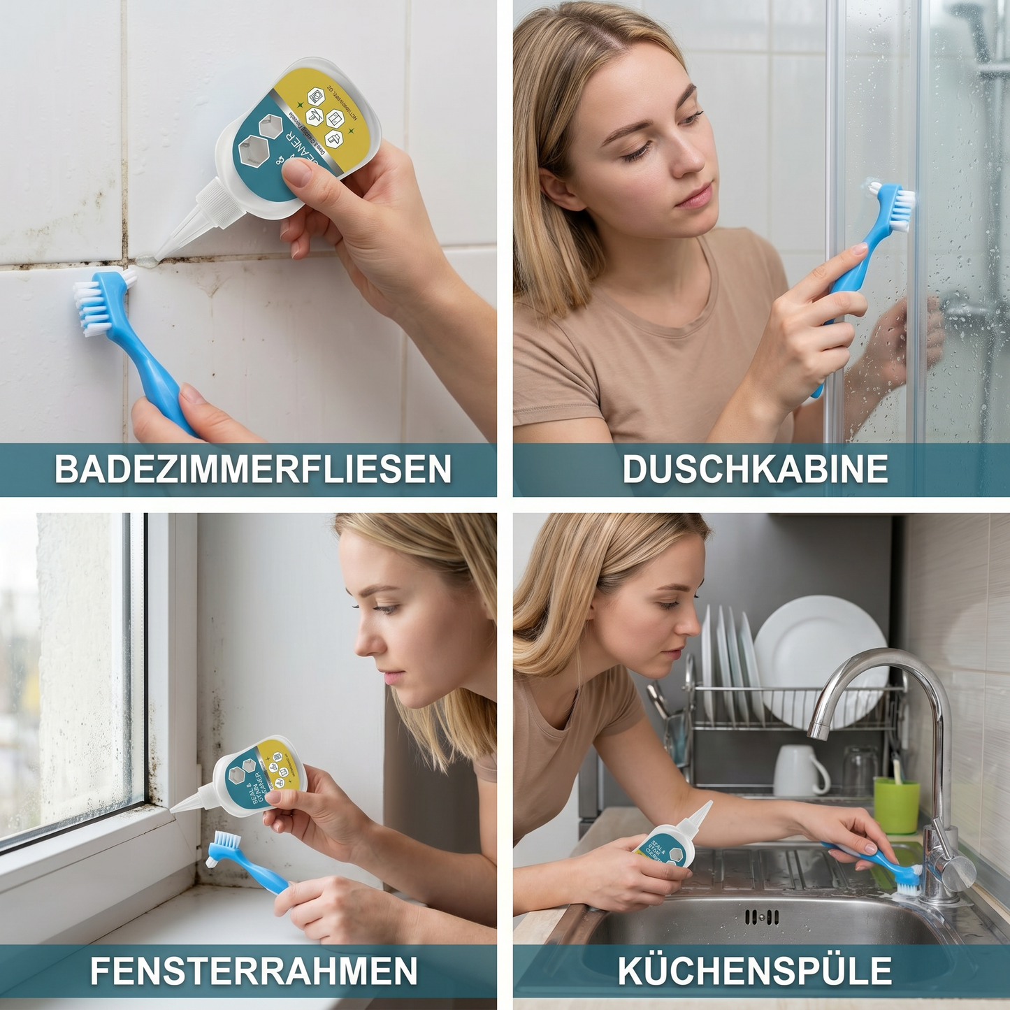 Schimmelentferner-Gel mit Scheuerbürste – Kraftvoller Reiniger gegen Schimmel & Flecken