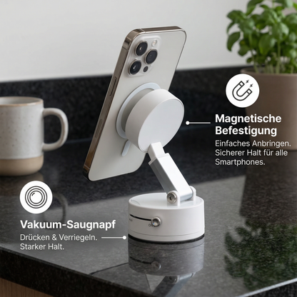 Magnetischer Handyhalter mit Vakuum-Saugnapf – Faltbar & Doppelseitig