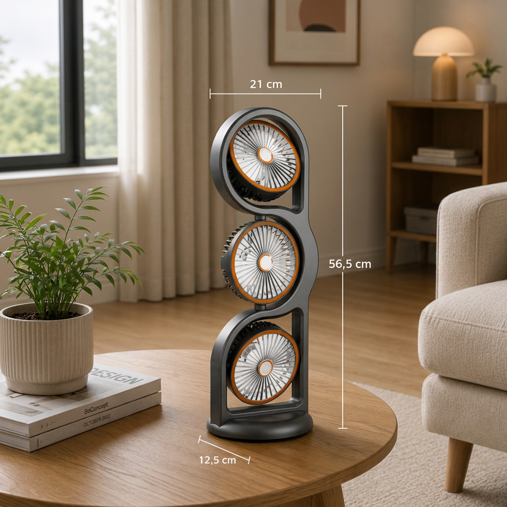 Tragbarer Ventilator mit drei Lüftern