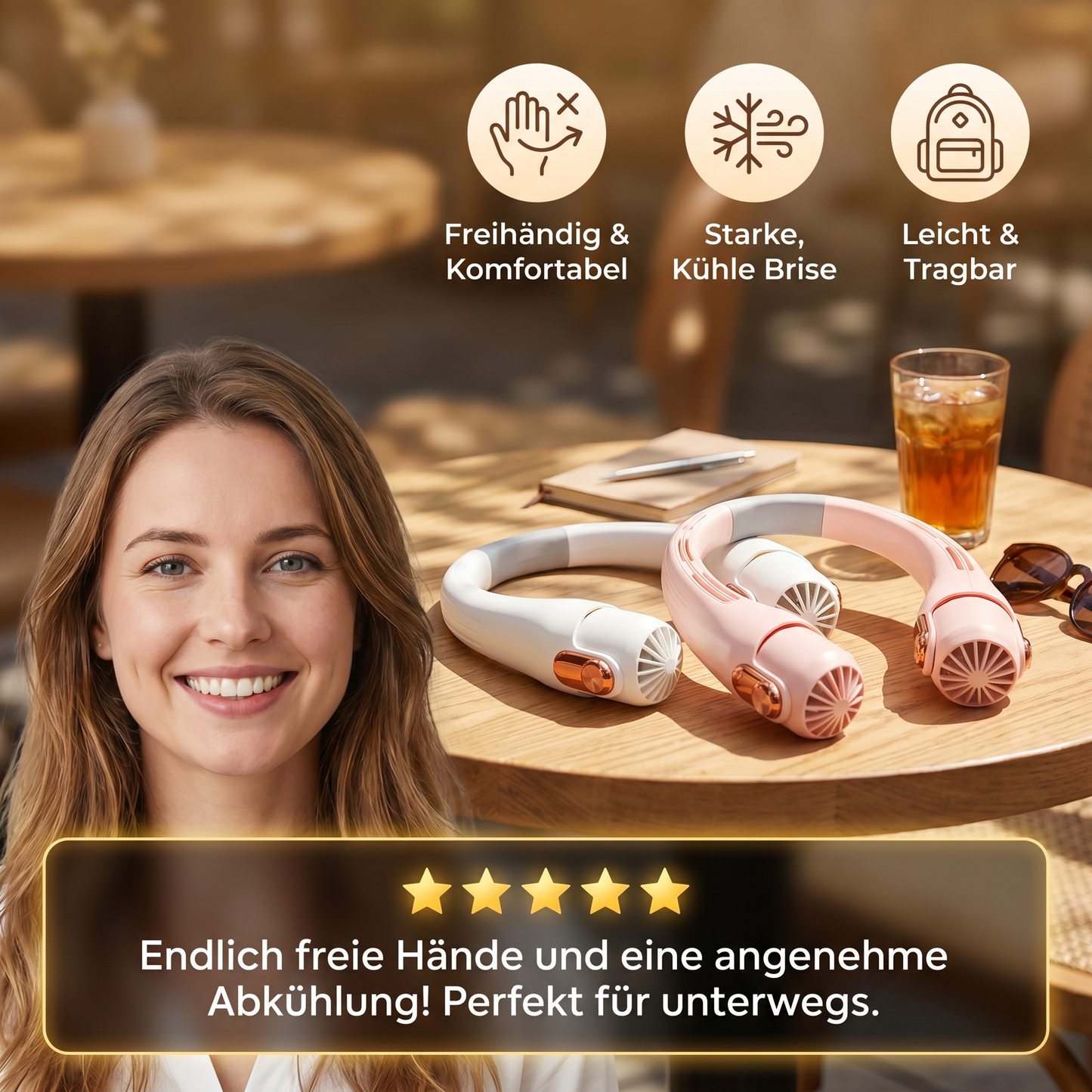 Tragbarer, freihändig bedienbarer Nacken-Lüfter