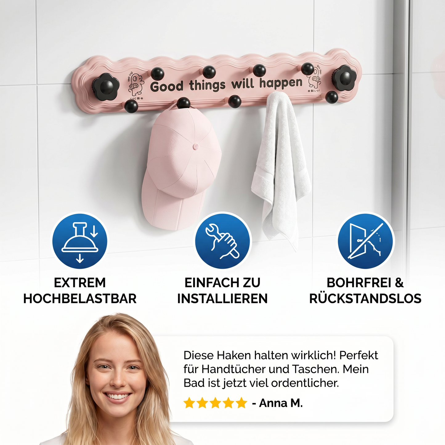 Hochbelastbare Schiene mit Saugnapfhaken