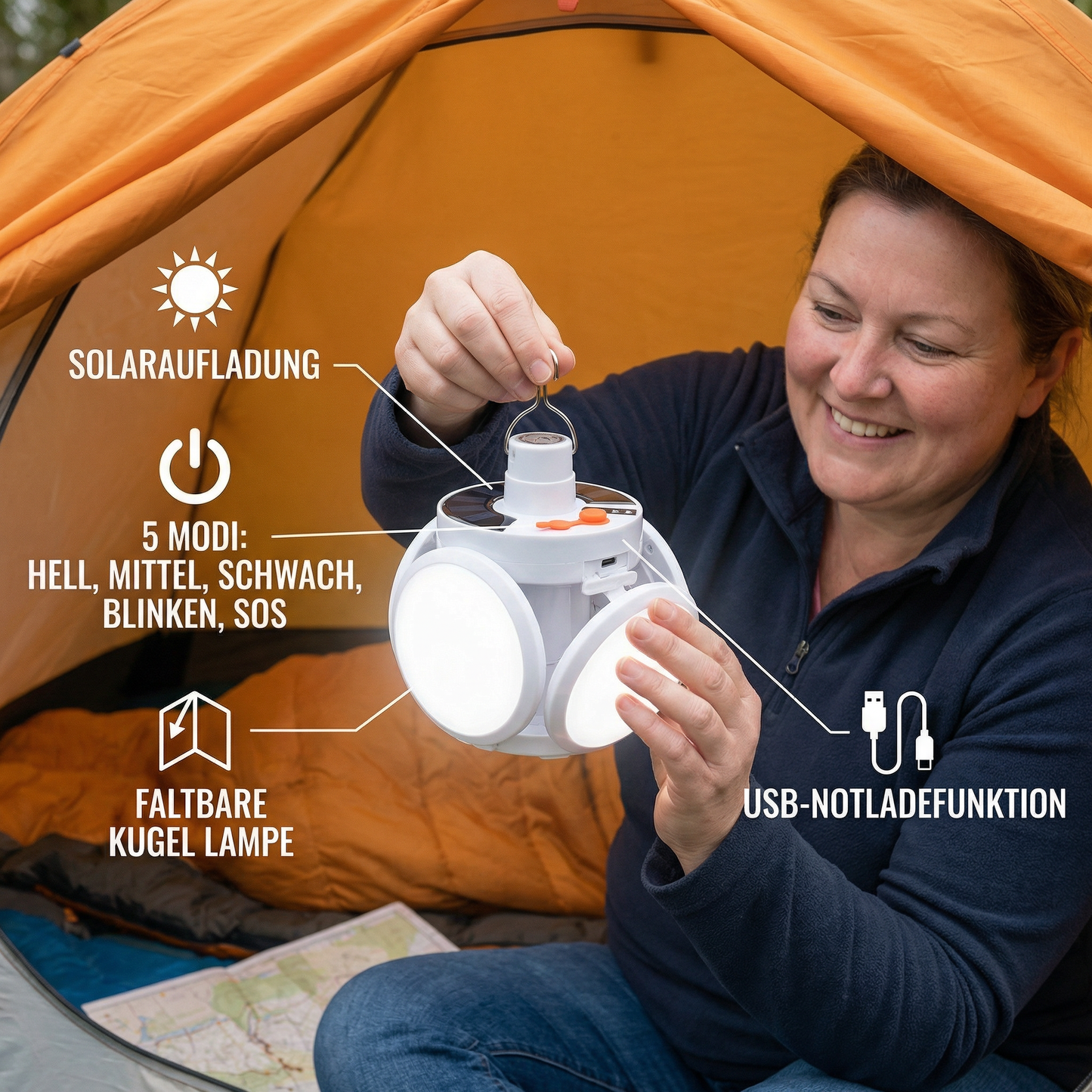 Praktische Solar Outdoor Faltbare Kugel Lampe