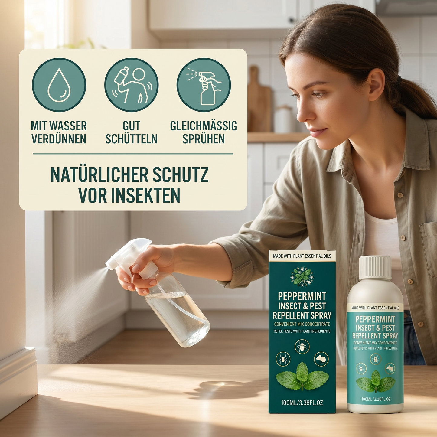 Pfefferminzöl-Insekten- & Schädlingsabwehrspray – Für Haus & Garten