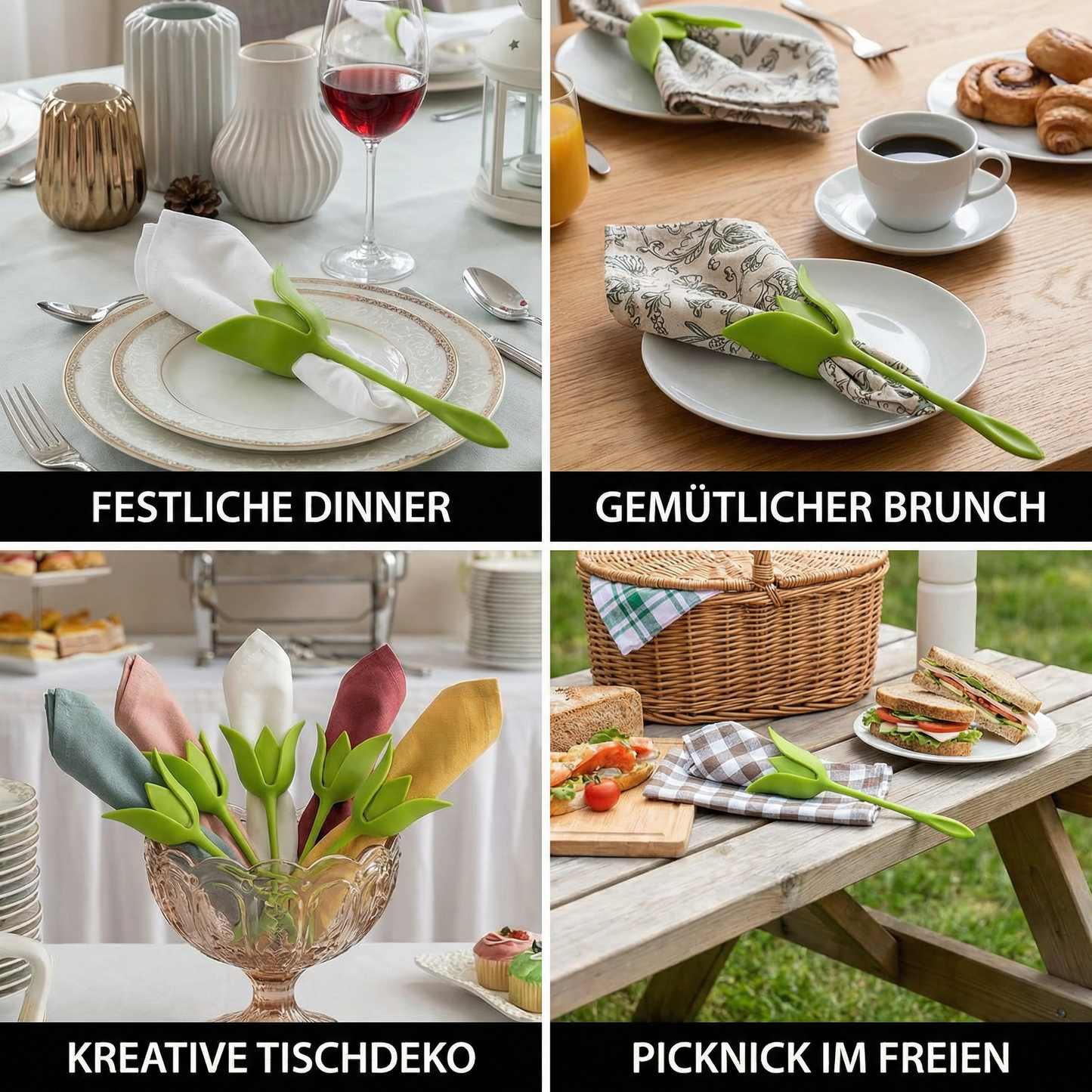 Blumen-Serviettenfalter Set – Luxuriöse Tischdeko im Blumendesign 6er Set