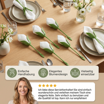Blumen-Serviettenfalter Set – Luxuriöse Tischdeko im Blumendesign 6er Set