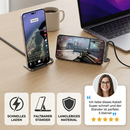 2in Faltbares Schnell Ladekabel und Telefon Ständer