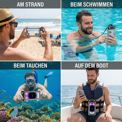 Wasserdichte Handyhülle – Transparenter Touchscreen Beutel mit Umhängeband für Strand, Schwimmen & Tauchen