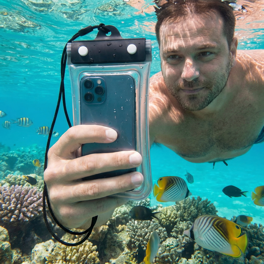 Wasserdichte Handyhülle – Transparenter Touchscreen Beutel mit Umhängeband für Strand, Schwimmen & Tauchen